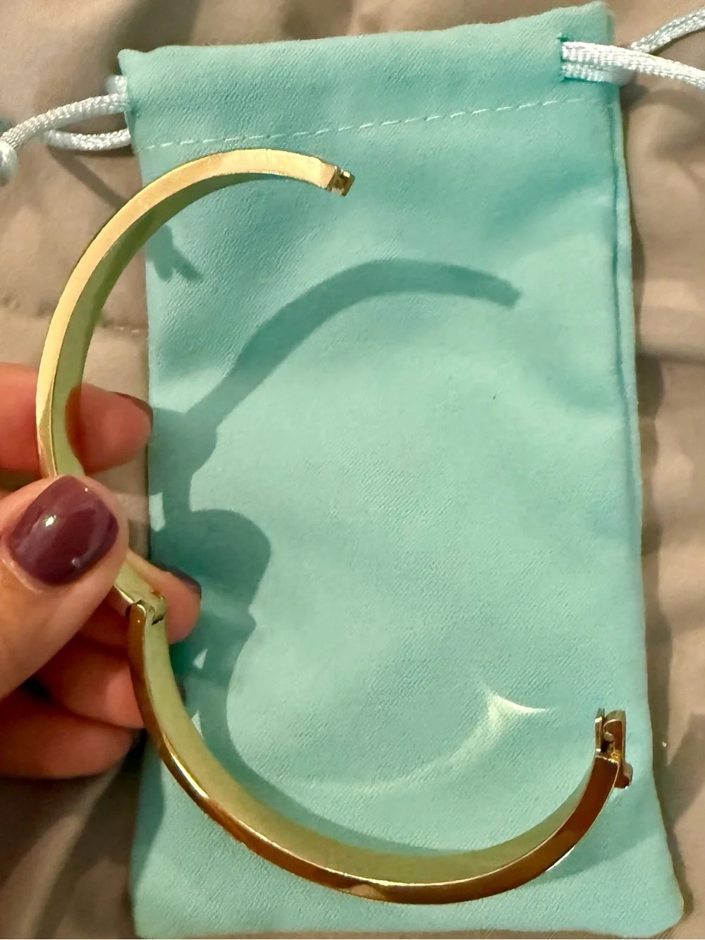 Coach Kissing C Signature Gold Hinged Bangle Crystal Bracelet